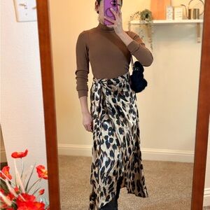 Leopard Print Wrap Skirt
